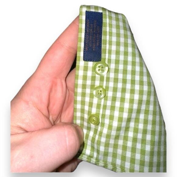 David Donahue Green Check Trim Fit Dress Shirt Size L 16.5 36 - Picture 10 of 12